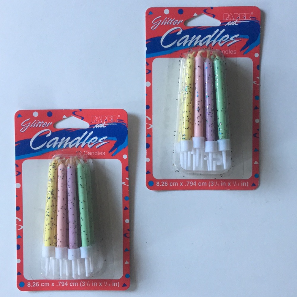 24 Pastel Glitter Birthday Candles